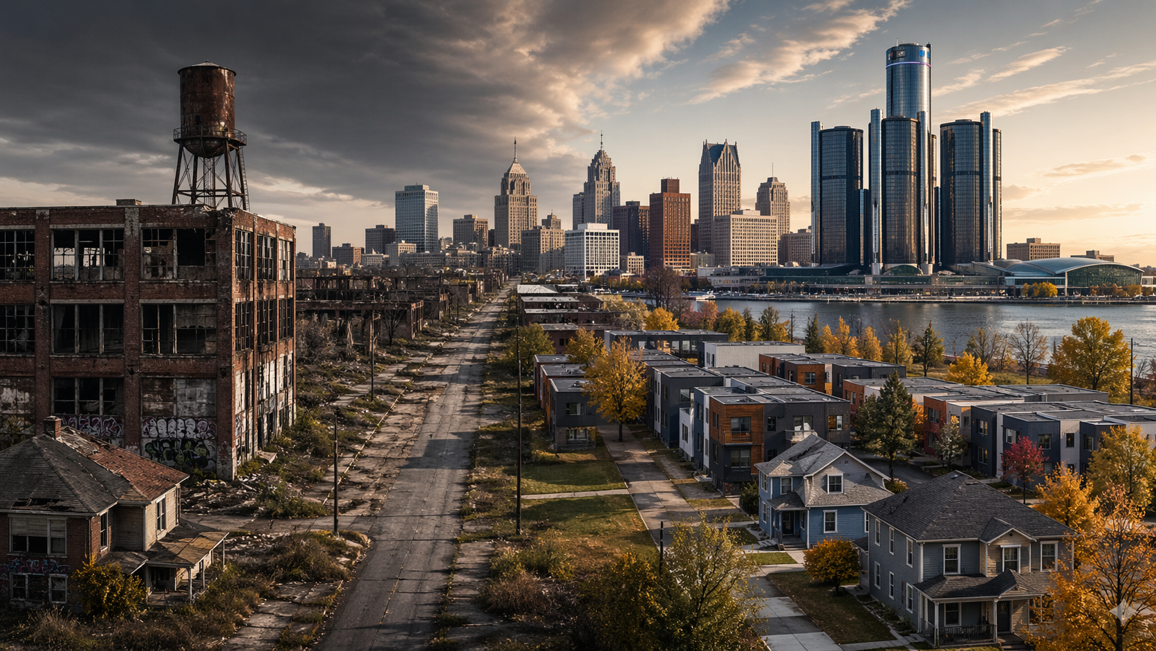 Explore the sociological causes and consequences of urban decline in Michigan, focusing on deindustrialization, inequality, migration, and urban transformation.
